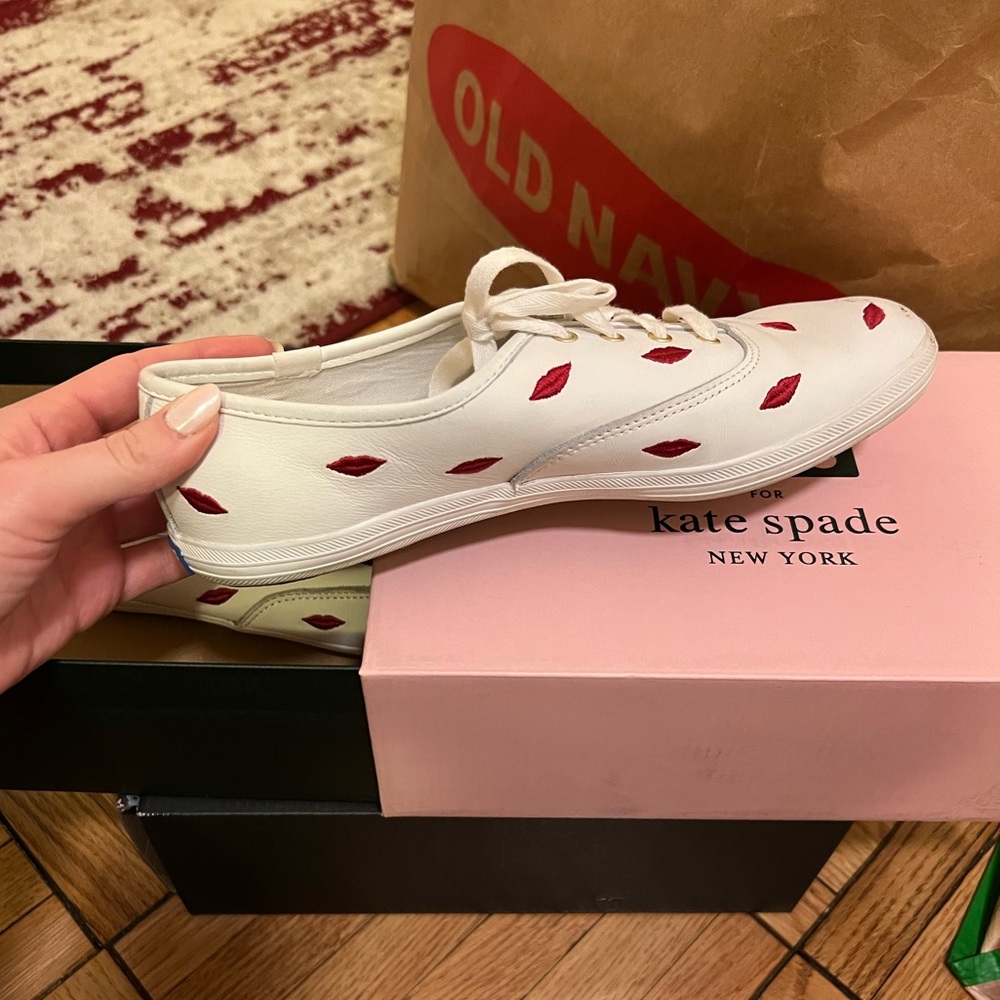 Kate Spade Ballet Sneakers with lipstick mark design